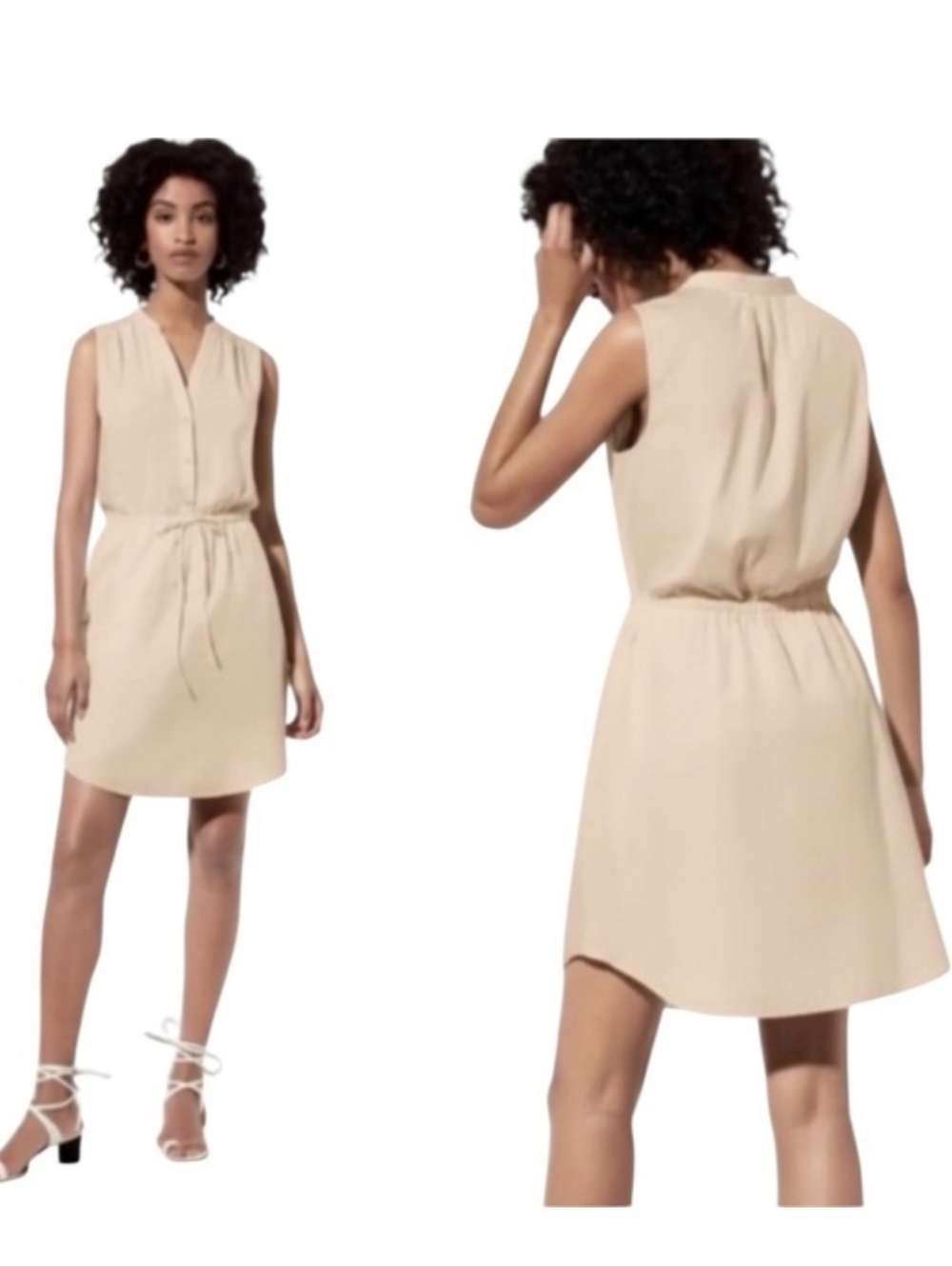 ARITZIA BABATON Bennet Sleeveless 100% Silk Drawstring waist Dress